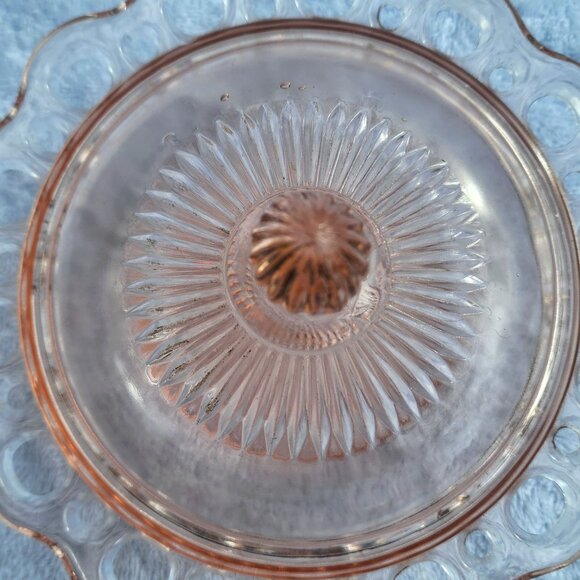 Vintage Old Colony Covered Butter Candy Dish Open Lace Pink Depression Glass - Picture 3 of 7